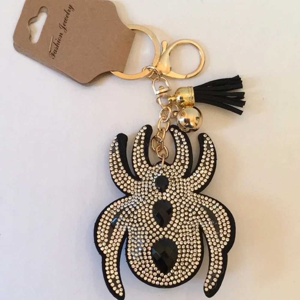 Halloween! Rhinestone Spider Keychain And Clip NWT